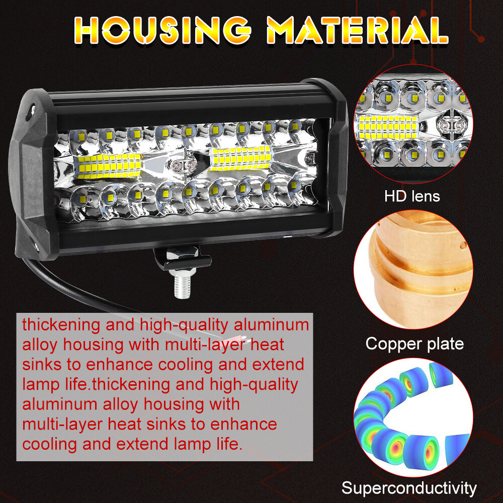 2PCS 6inch LED Work Light Bar Flood Spot For Boat Fishing Boating Night Fog Lamp