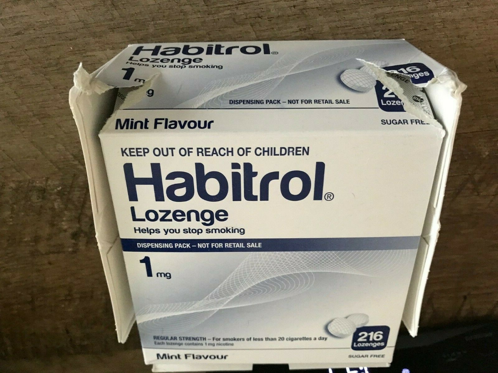 DENTED Habitrol Nicotine Lozenge 1mg Mint 3 boxes 648 Pieces Sugar Free FRESH