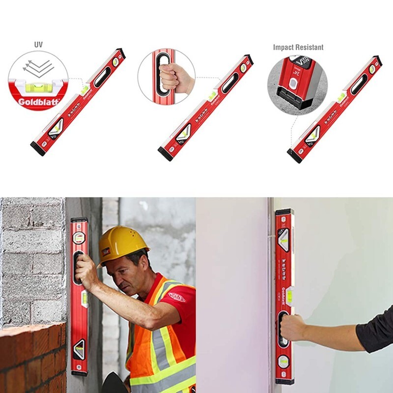 Goldblatt 3PCS Torpedo Level Set 9" 24" 48" Spirit Level Included Aluminum Alloy