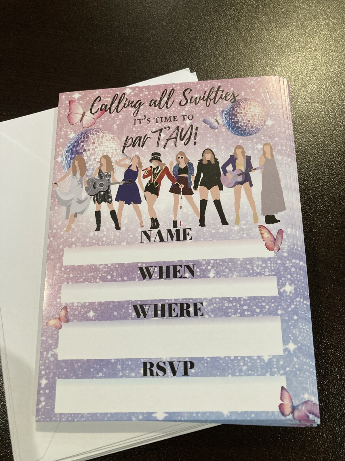 Set Of 20 Party Invites Taylor Swift & Stickers Party Calling All Swifties