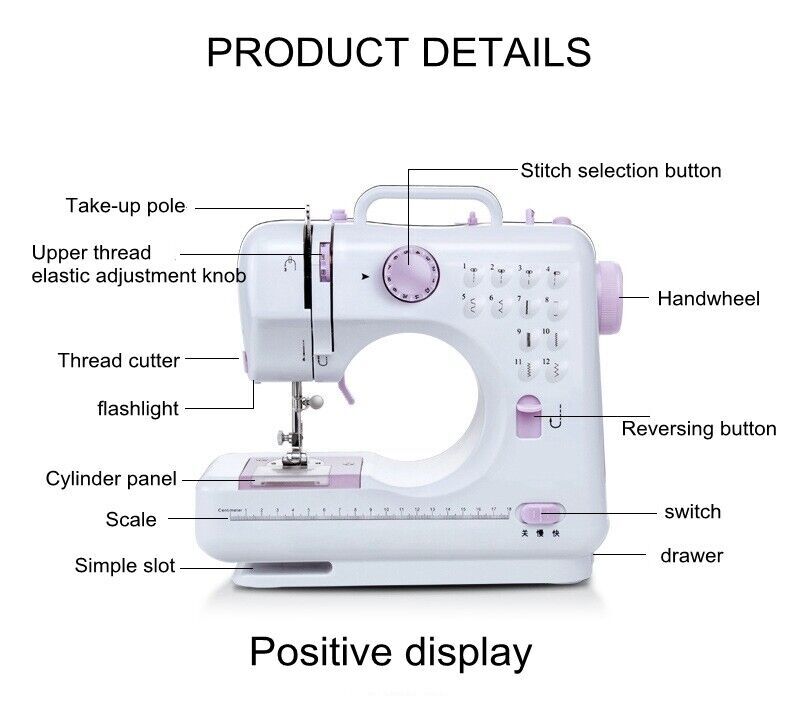 Portable Sewing Machine Electric Crafting Mending Machine 12 Built-In Stitches