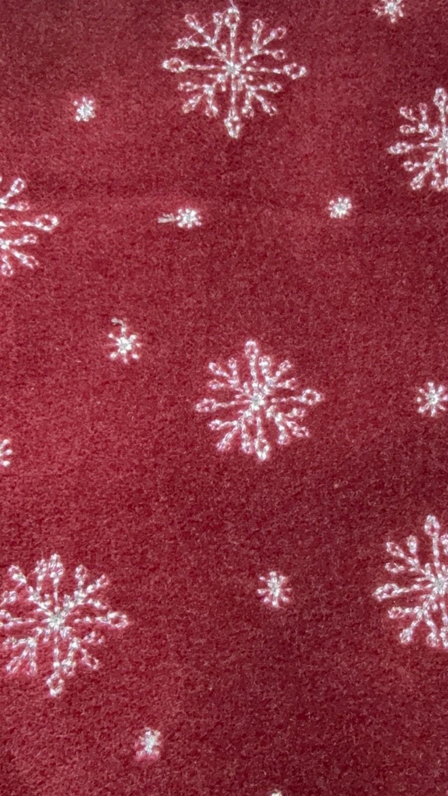 Lands End Burgundy Christmas Stocking Snowflakes Velvet Embroidered Name KRIS