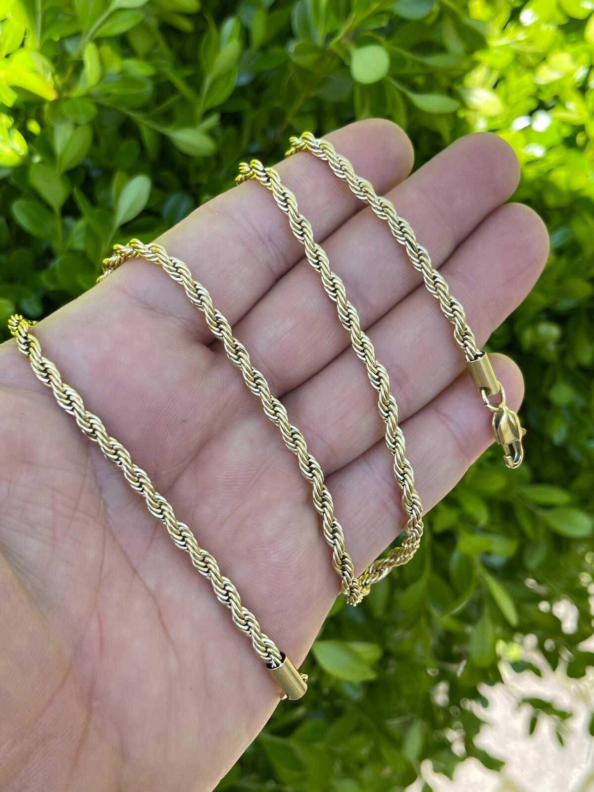 Men's Real Rope Chain Necklace 14k Gold Plated Stainless Steel - 2mm-6mm 18-30"