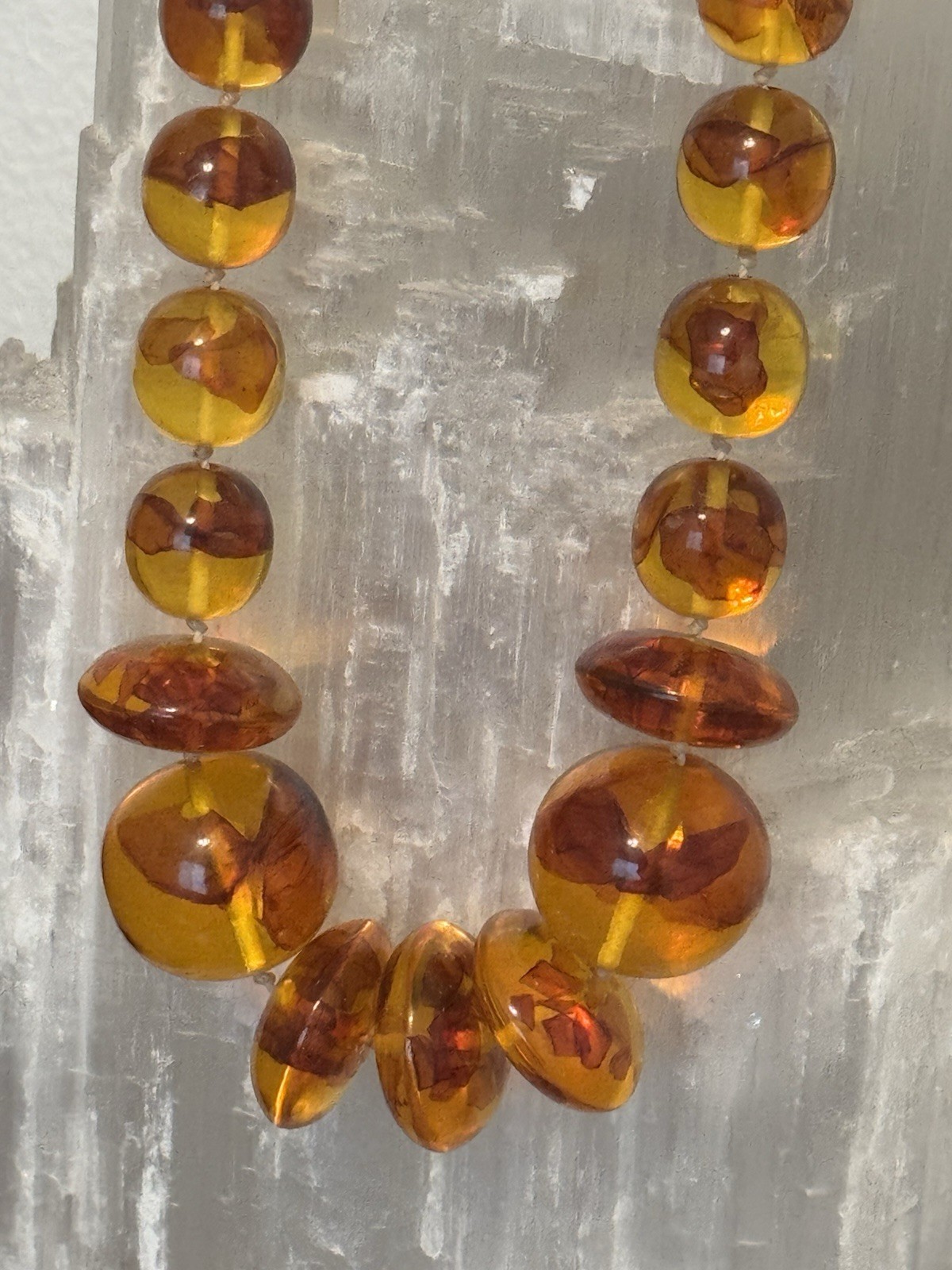 Vintage Baltic Amber Polished Graduated Bead Necklace