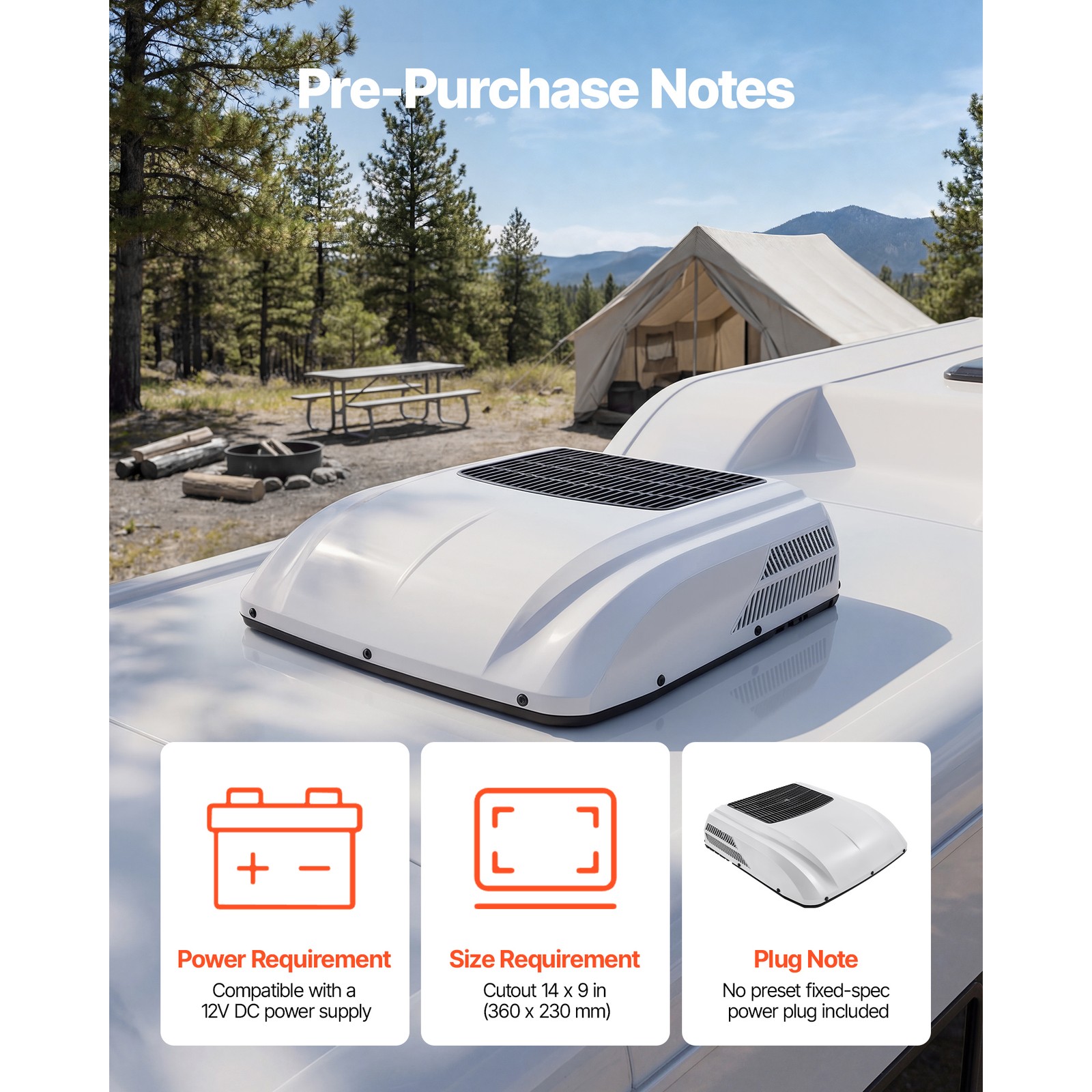 Uimoso 12V Rooftop Air Conditioner for Trucks, RVs, and Campers - 10000 BTU