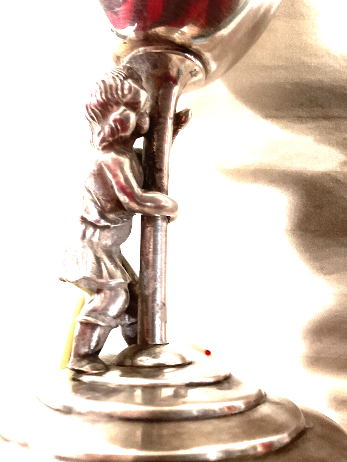 Antique Art Nouveau Silver Plate Goblet Webster Mfg Co Boy Figure Etched Liggett