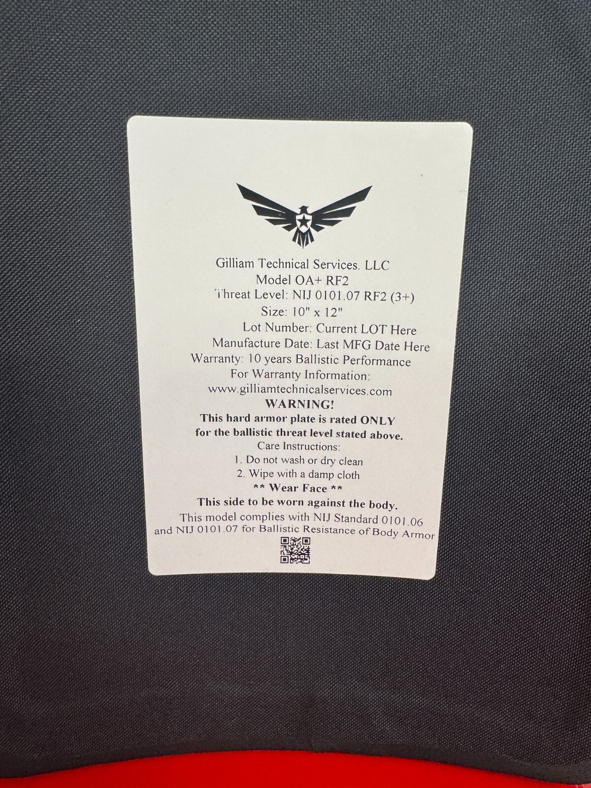 GTS OA+, Level 3+ 10"X12" Ceramic Armor Plate (Lightweight) RF2 Tested + M855A1