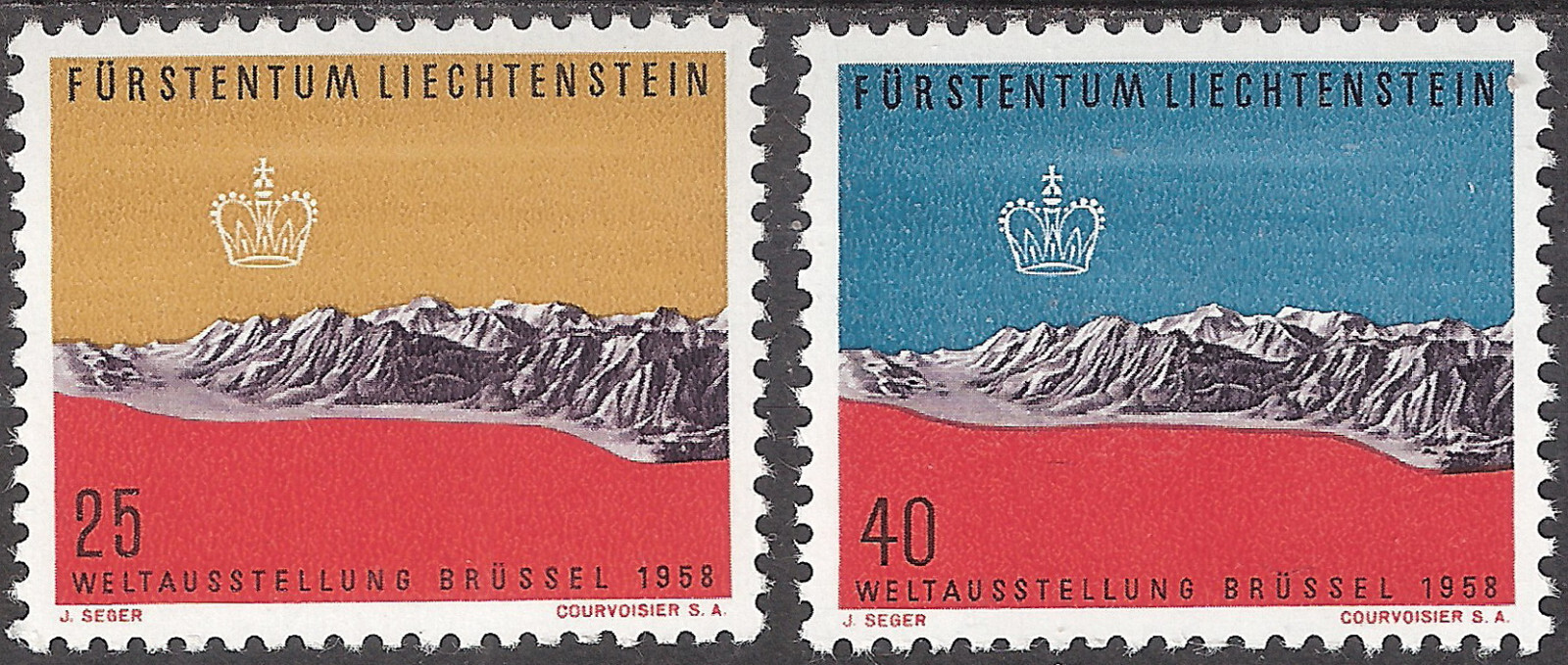 Liechtenstein 1958 Relief Map of Liechtenstein MNH (SC# 324-325)