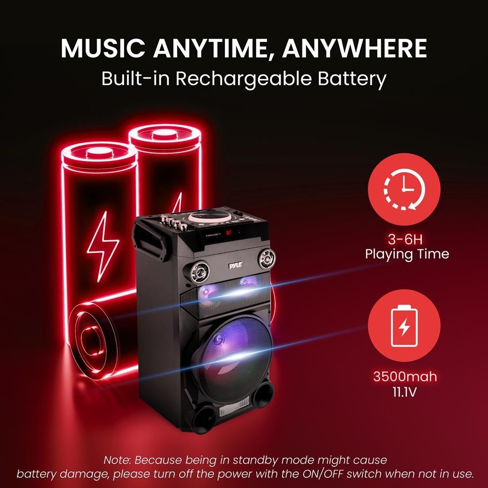 Pyle Portable Bluetooth Karaoke Speaker System-Built-in Rechargeable Battery