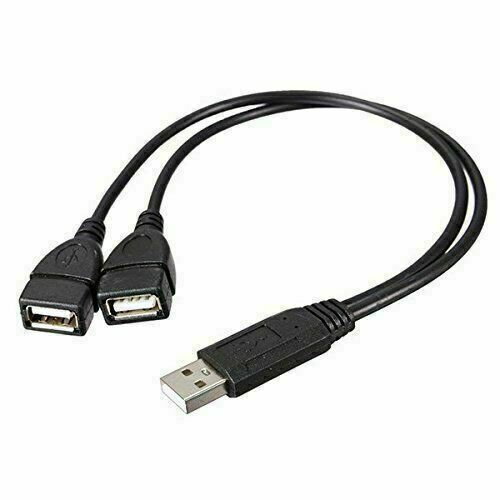USB 2.0 A Male To 2 Dual USB Female Jack Y Splitter Hub Power Cord Adapter Cable