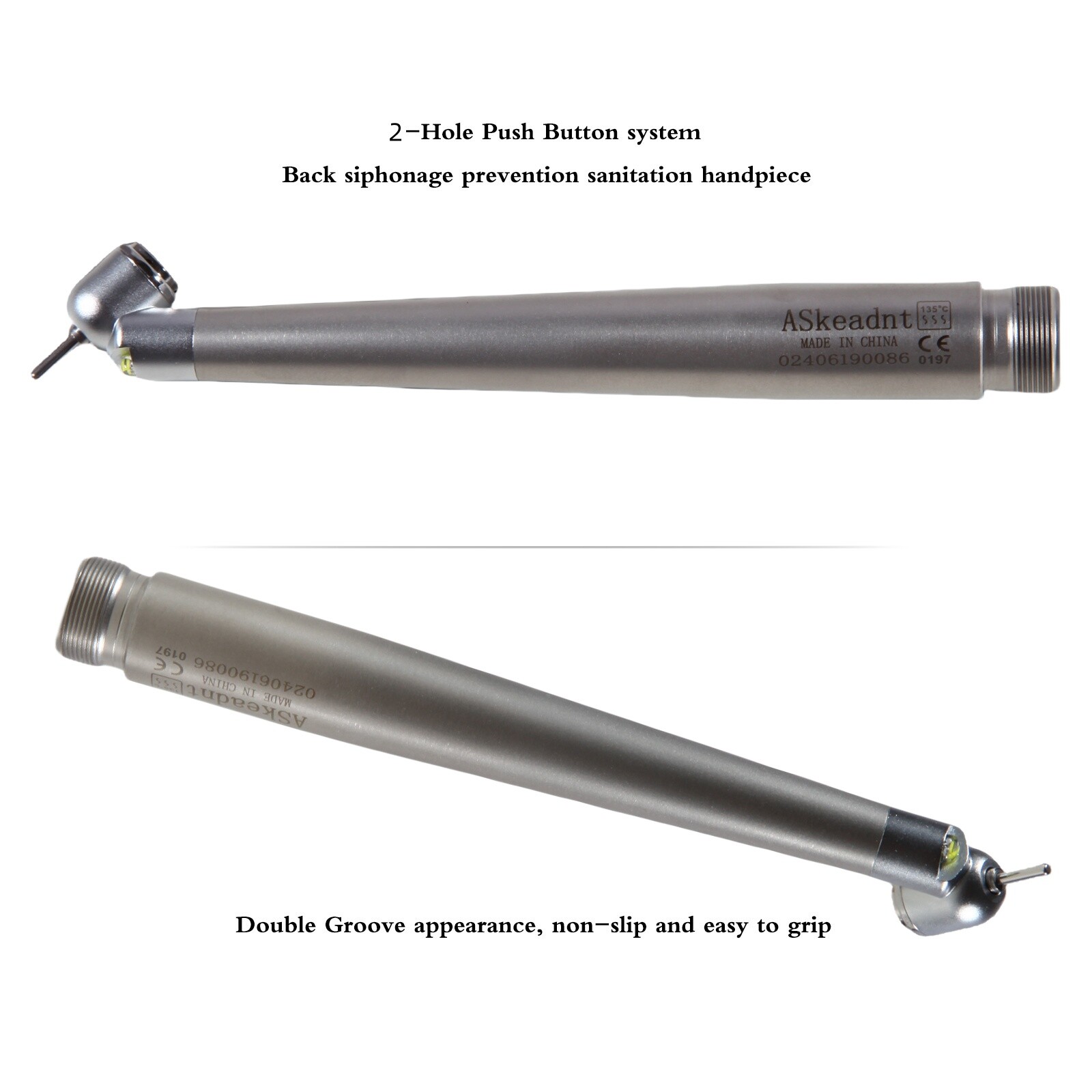 NSK Style Dental LED 45° Degree Surgical High Speed Handpiece Push Button 2 Hole