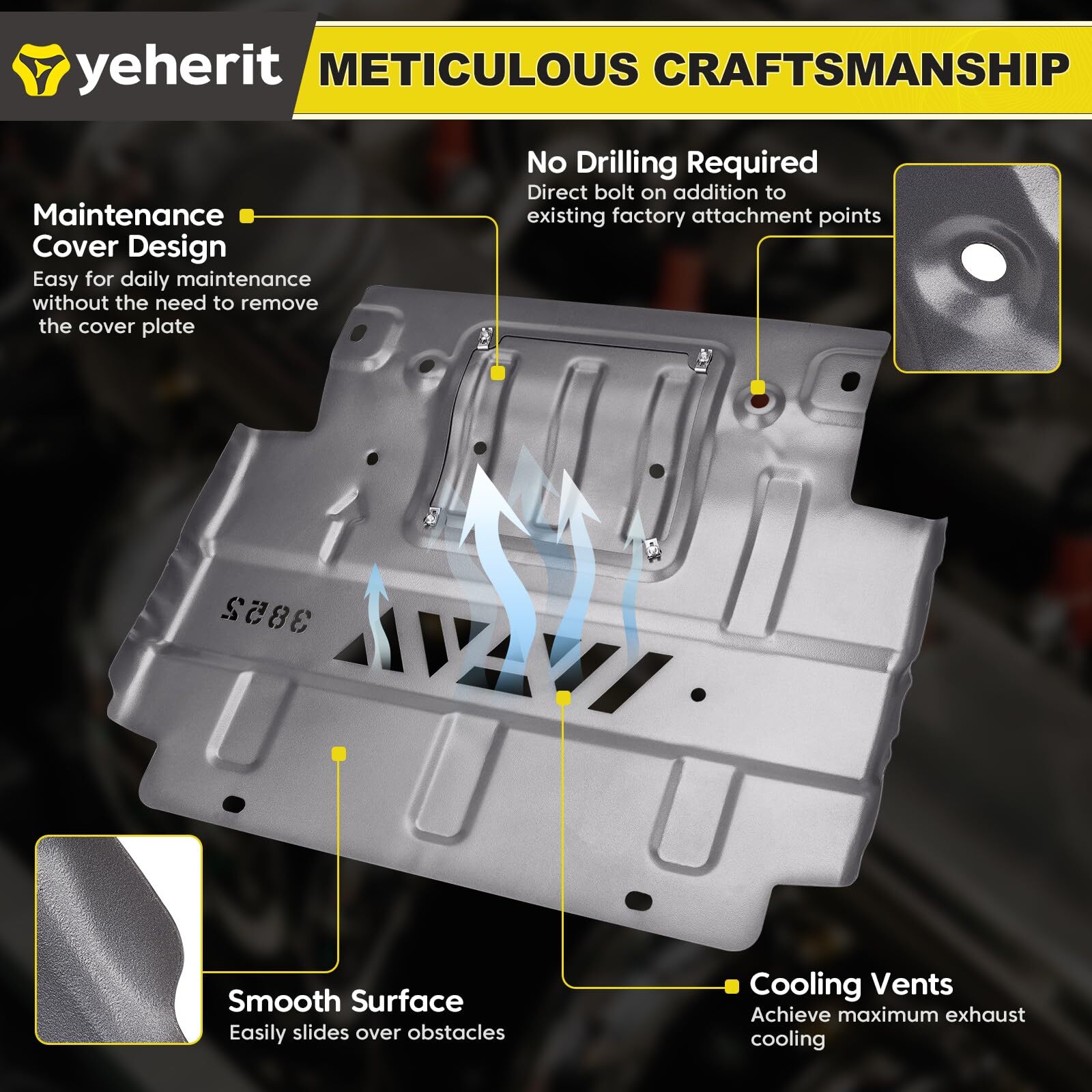 Full Skid Plate Package w/Front Transmission Skid Plate For 2015-2022 Ford F150