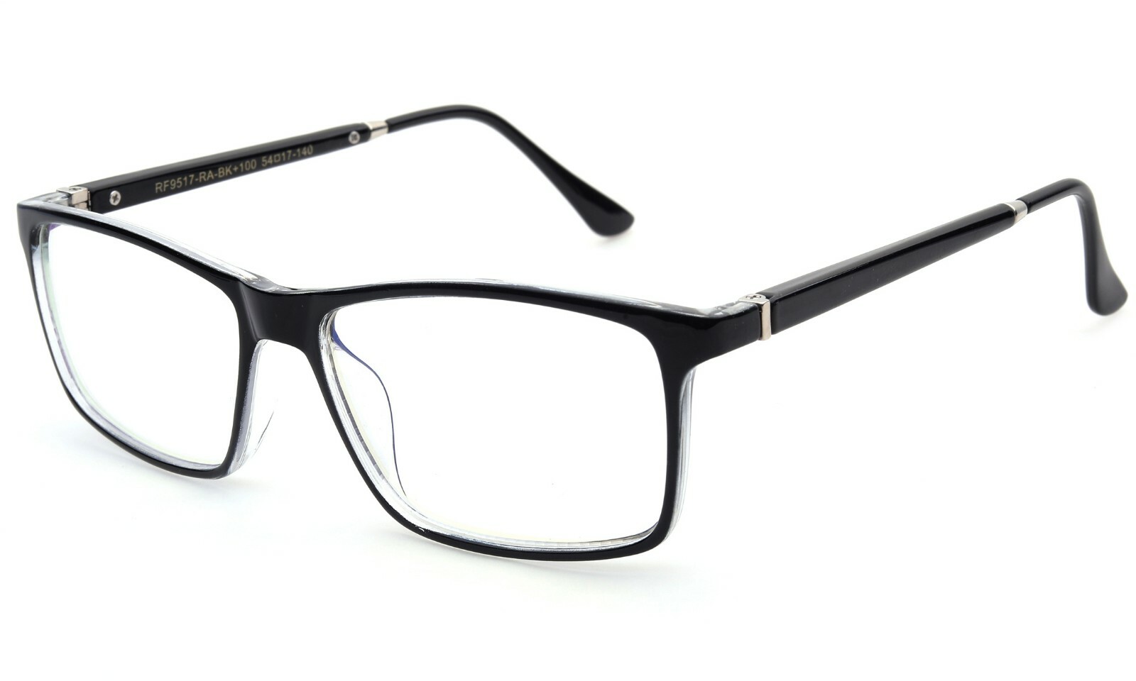 Blue Ray Blocking Reading Glasses for Men Large Rectangular Frame w/ Hard case