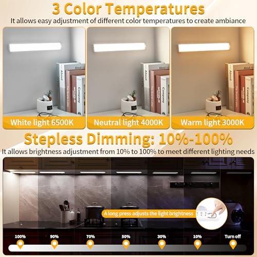 Wireless Under Cabinet Lighting 3 Pack, Magnetic Motion Sensor Light 12 Inch
