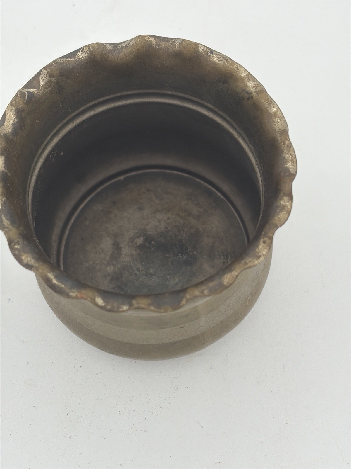 Vintage Ruffled Brass Small Planter Pot Set of Two (2)