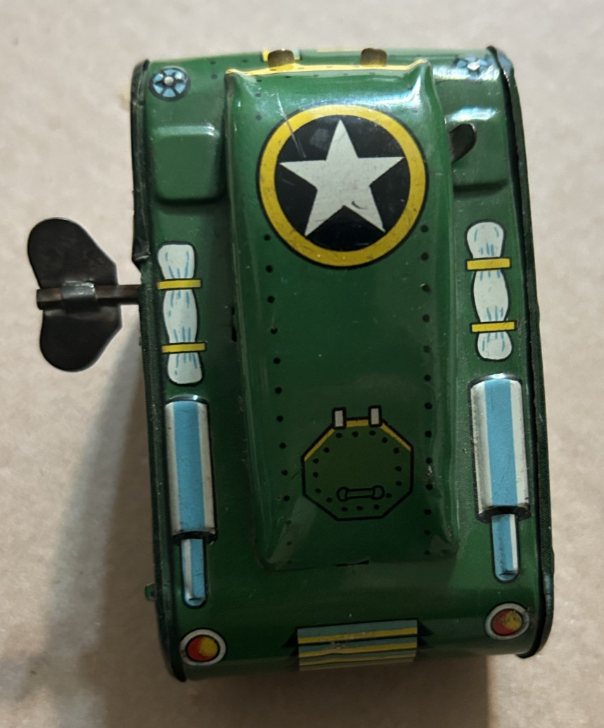 1950's Mechanical SUPERMAN TURNOVER TANK Linemar Tin Wind-Up w ORIGINAL BOX RARE