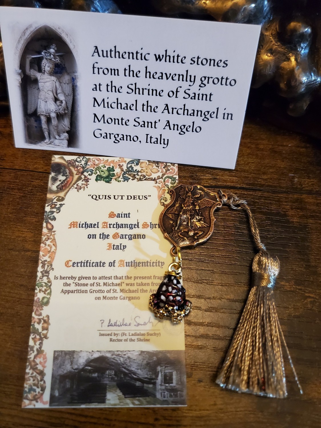 St. Michael Shield Medallion Stones Cave Monte Sant’Angelo Gargano Italy