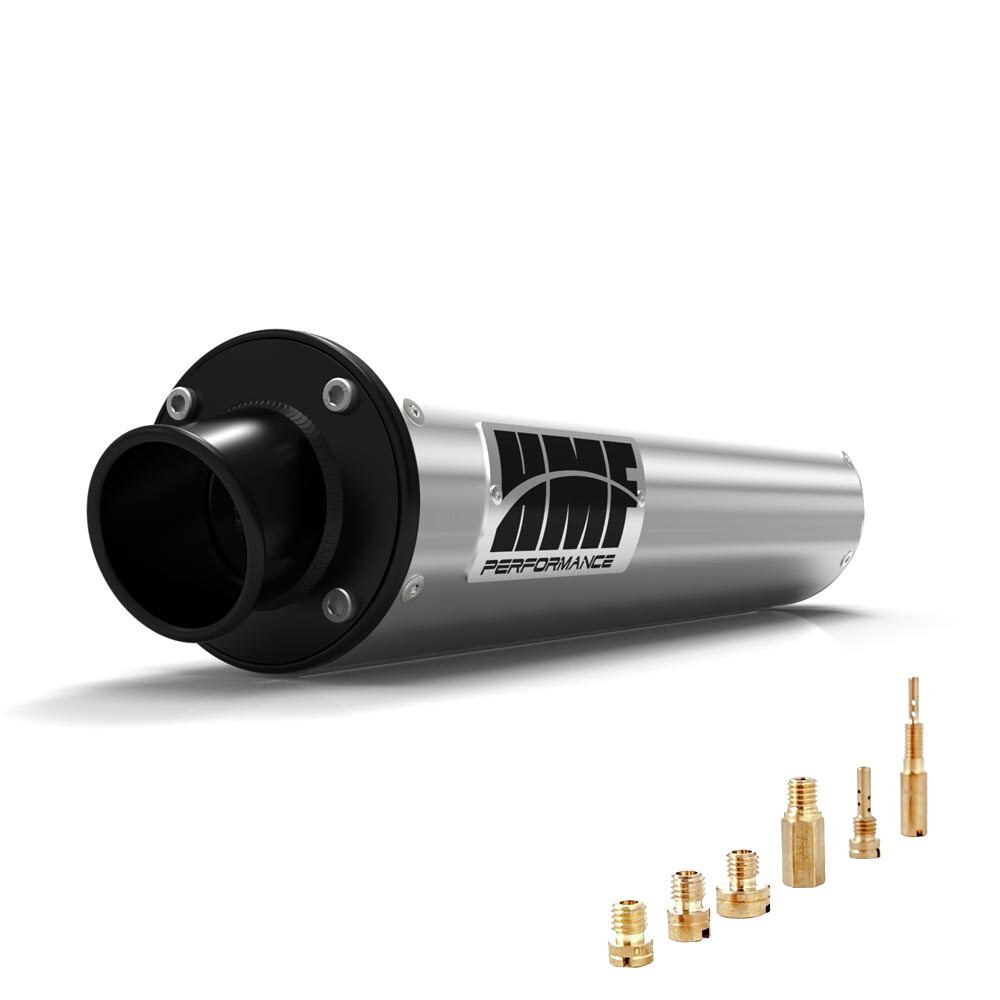 HMF Yamaha Warrior Slip On Exhaust Brushed w/Bk Turn Down + Jets (87-04)