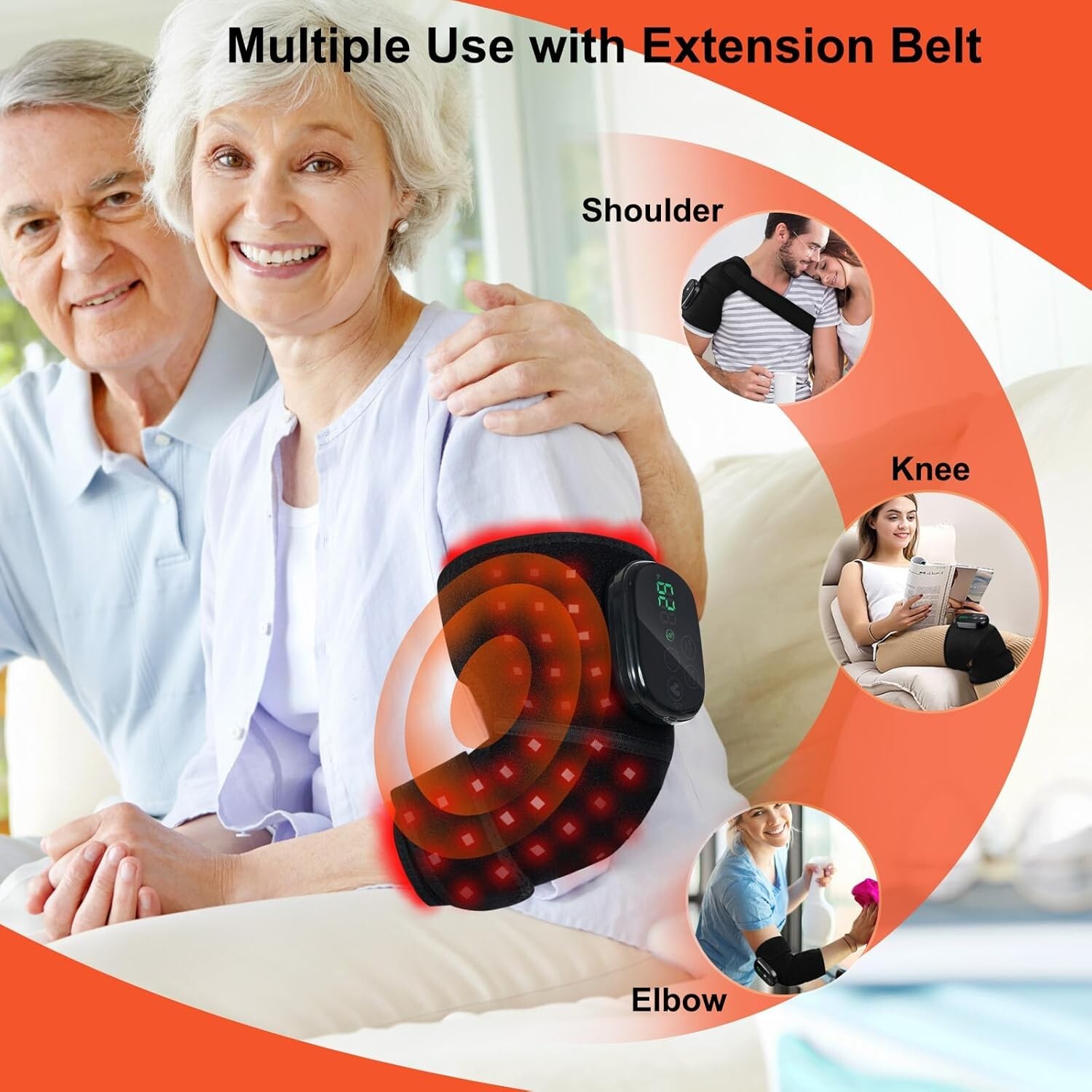 Red Light Therapy Knee Massager- Wireless Rechargeable Controller, 660nm&850n...