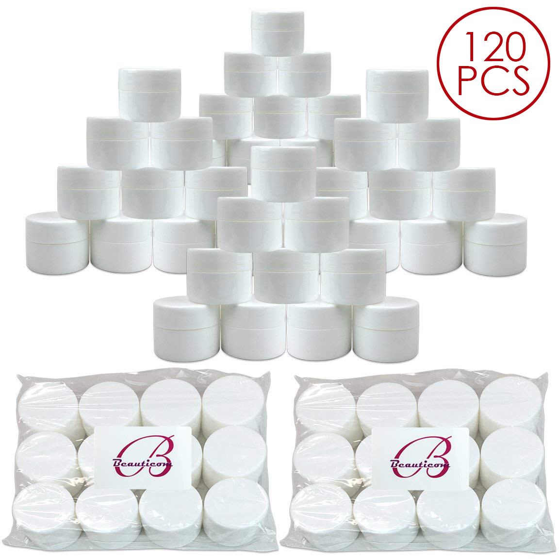 120Pcs 7g White Color Cosmetic Empty Jar Pot Eyeshadow Makeup Cream Lip Balm 7ml