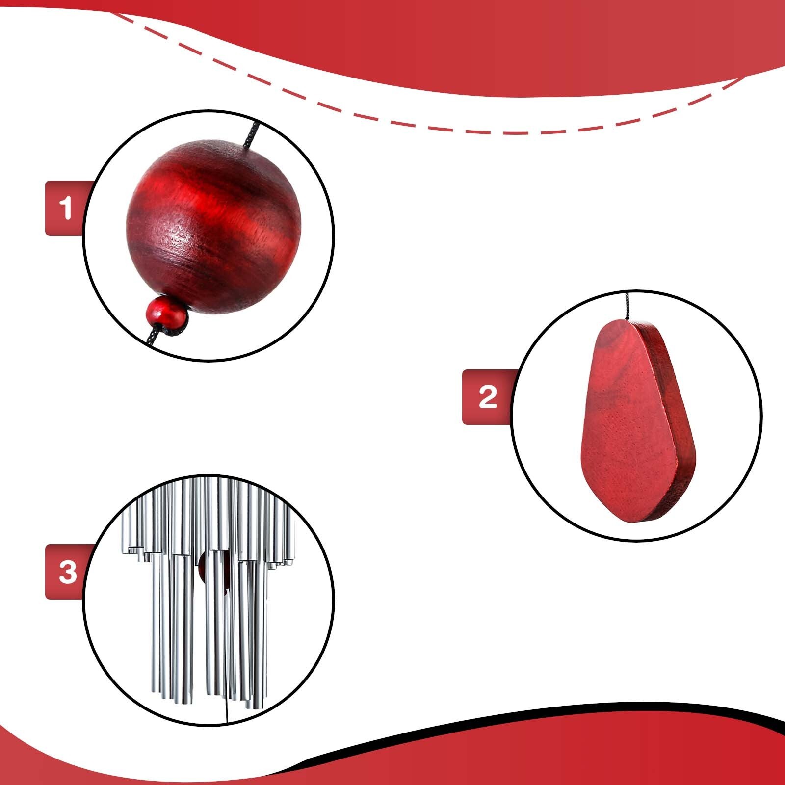 4Pcs 27 Tubes 33.5in Windchime Chapel Bells Wind Chimes Door Hanging Home Decor