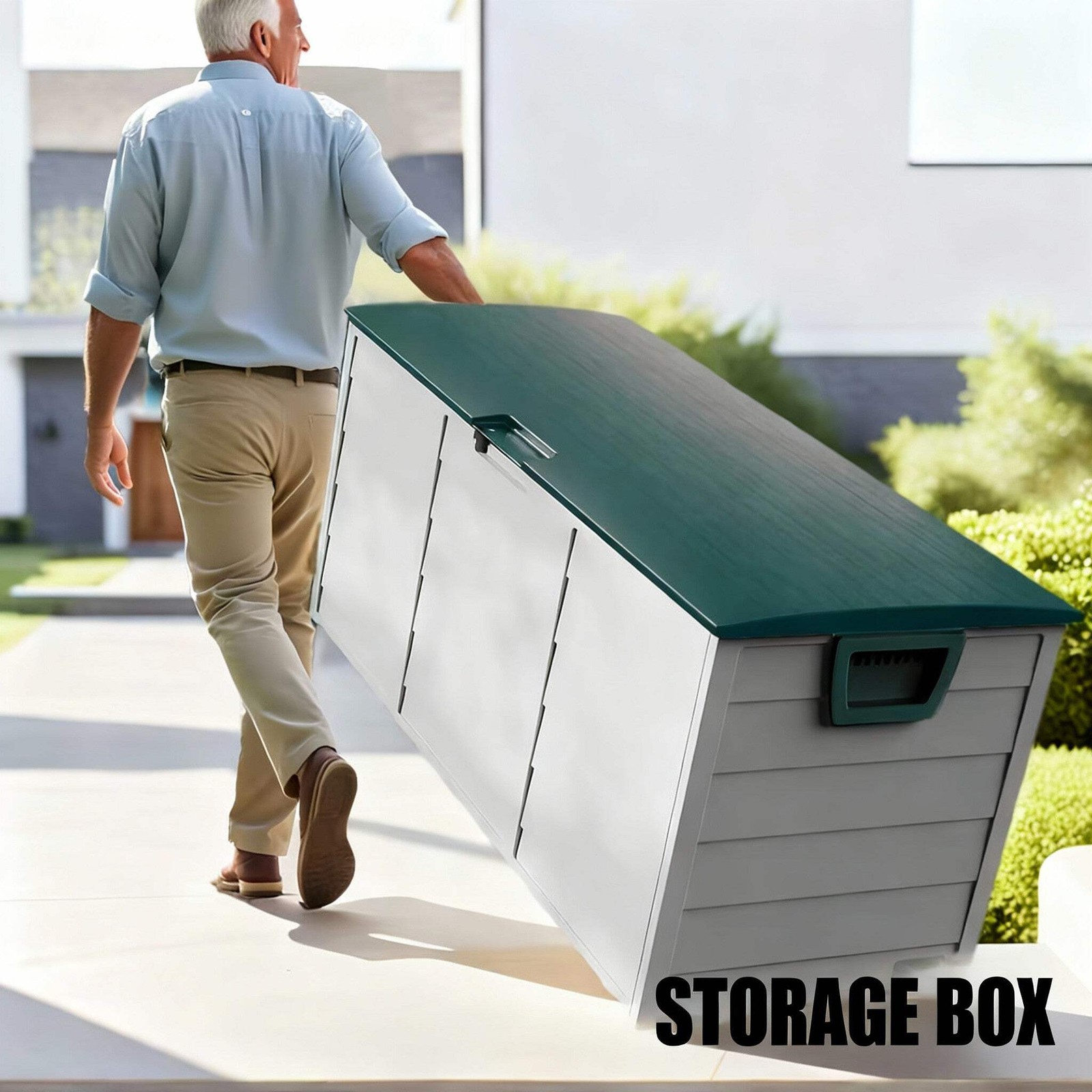 75 Gallon Heavy-Duty Outdoor Deck Box – Waterproof Patio Storage Box with Hinged