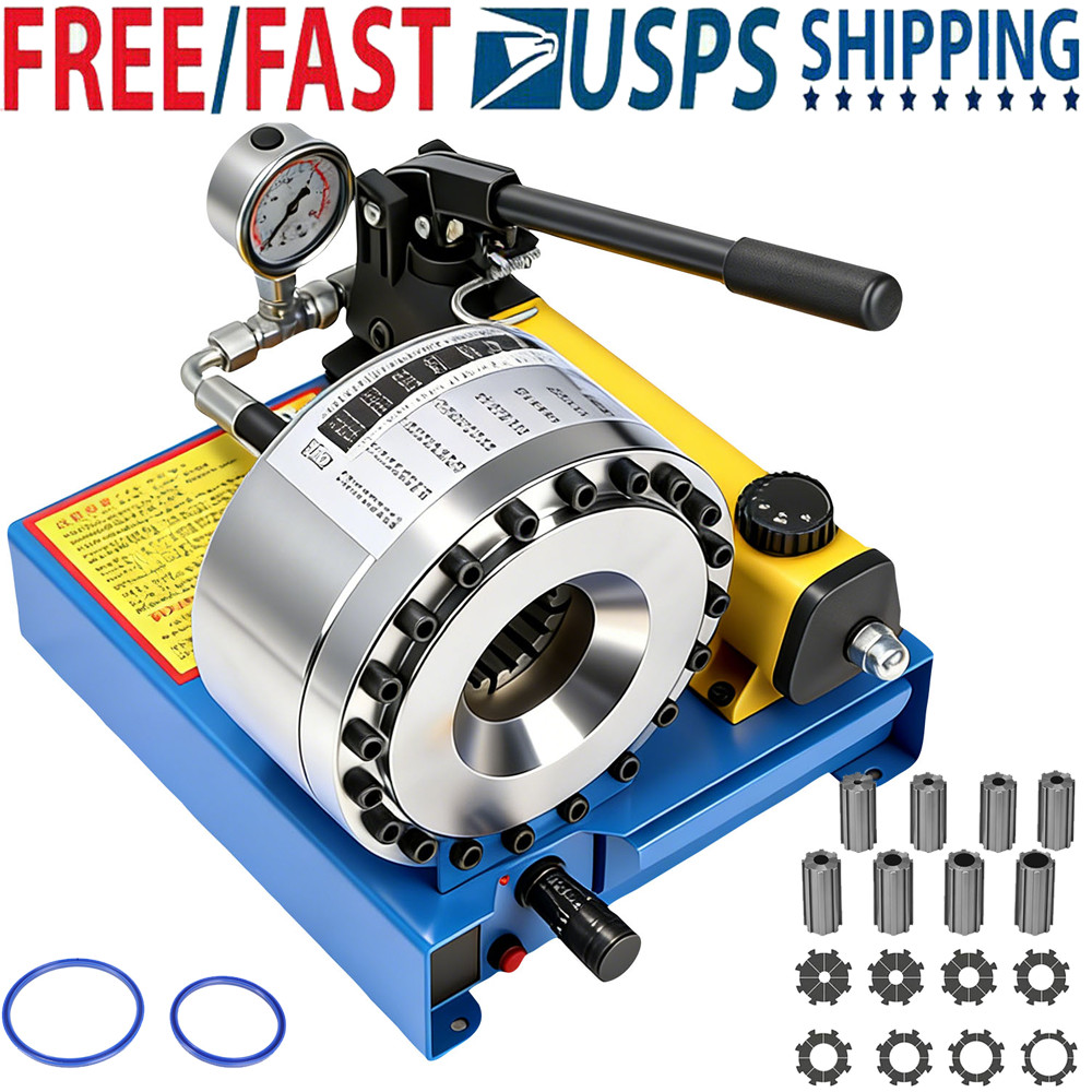 High Pressure Manual Hydraulic Hose Crimper Hose Pipe Crimping W/ 8 sets Molds
