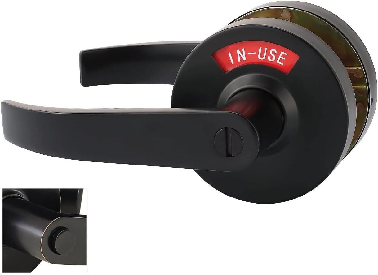 Extra Large Bathroom Privacy Lever Lock with Indicator Left-hand Door Black