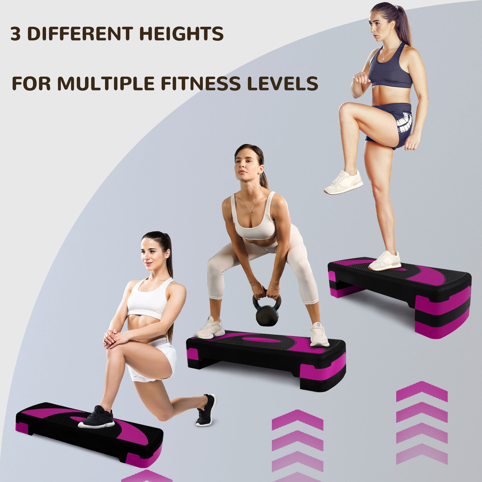 BalanceFrom Fitness Adjustable Workout Aerobic Step Platform Trainer w/ Raisers