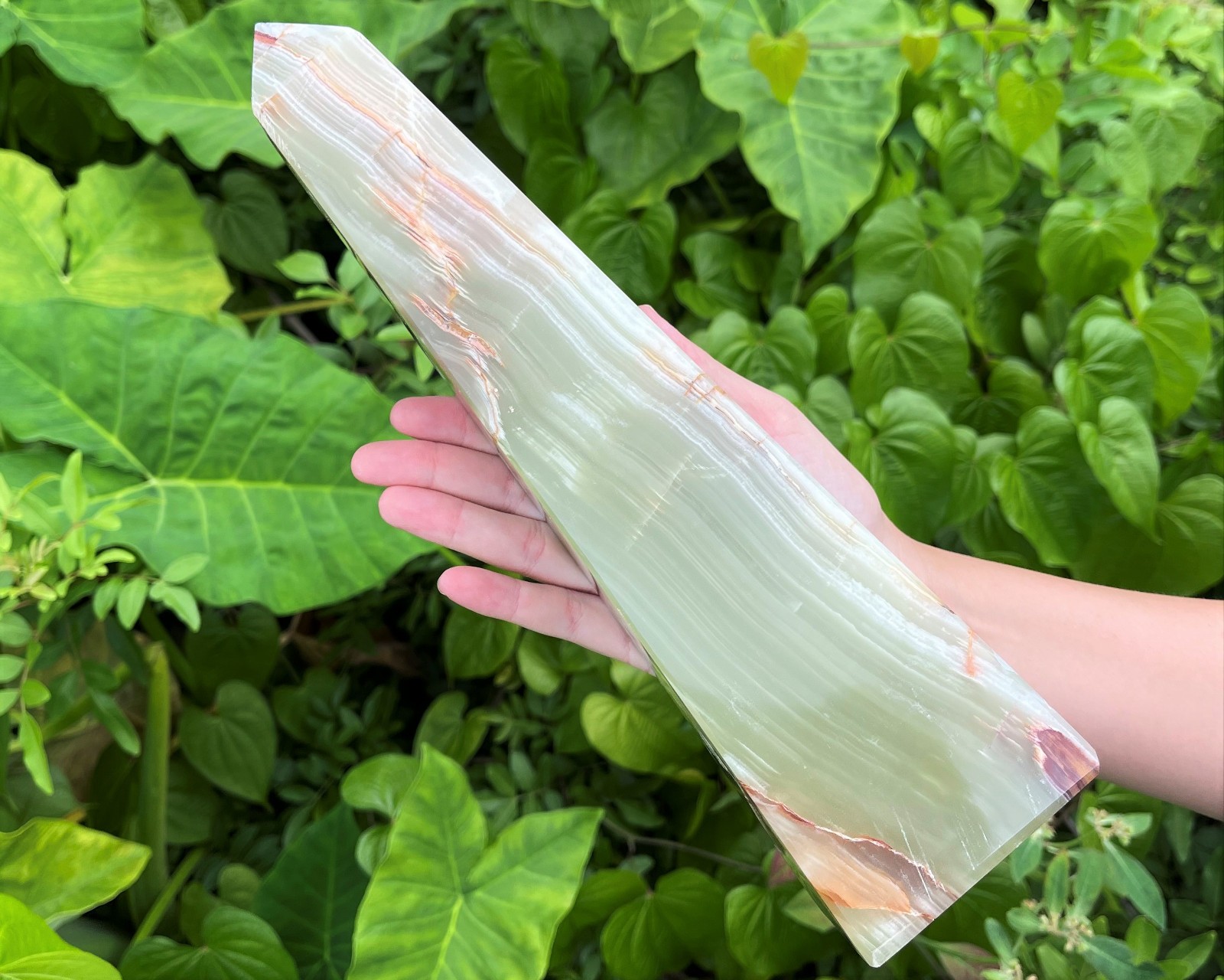 JUMBO 12" Green Onyx Obelisk (4-Sided Crystal Tower, Green Onyx Tower)