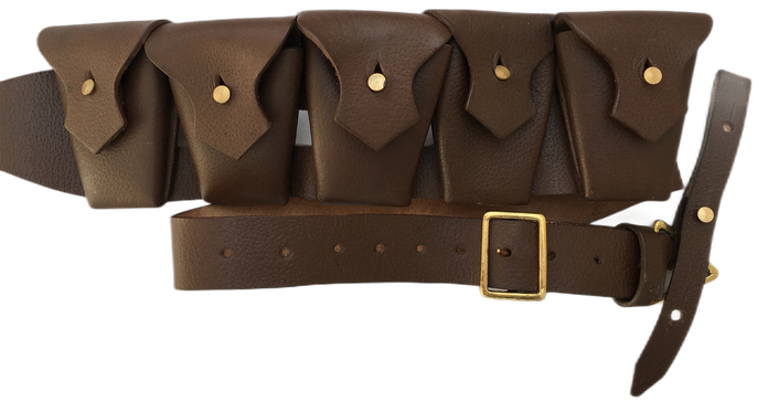 1903 Pattern Leather Five Pocket Bandolier for Jawa Costume (Pebble Leather)