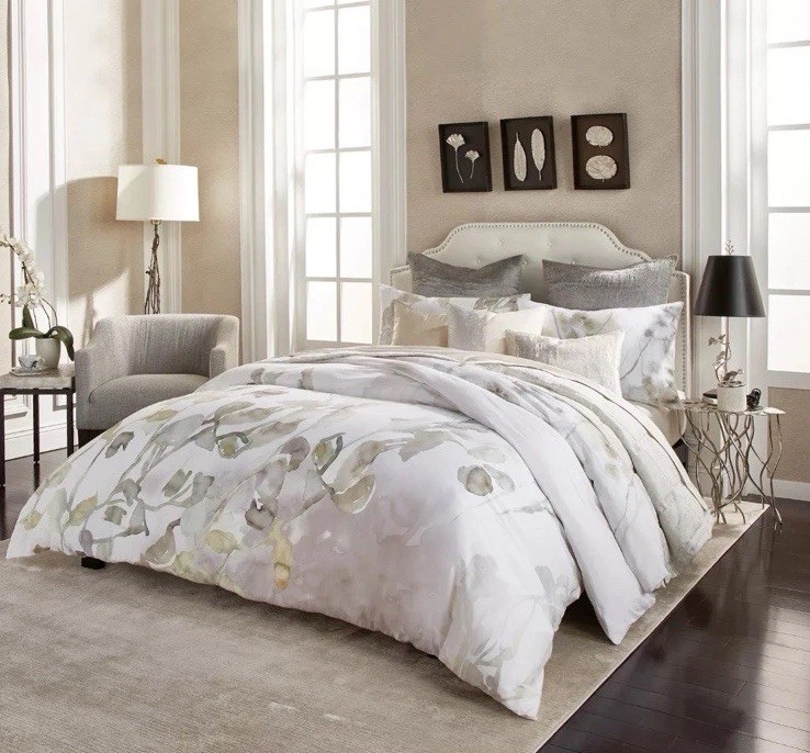 MICHAEL ARAM BOTANICAL LEAF KING DUVET COVER WATERCOLOR NWT Luxury Bedding