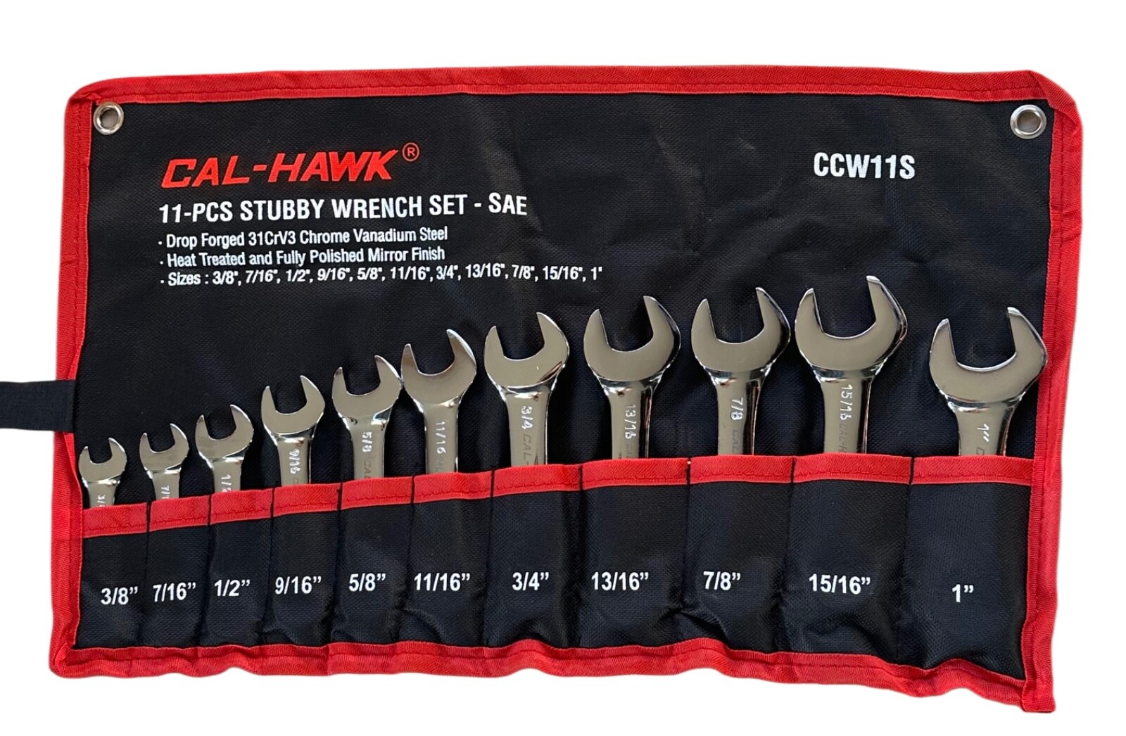 11 pc Combination Stubby Wrench Set - SAE