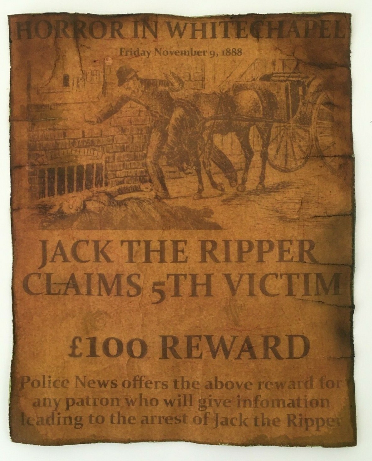 Jack the Ripper Wanted Poster Great Halloween Decor Wall Art