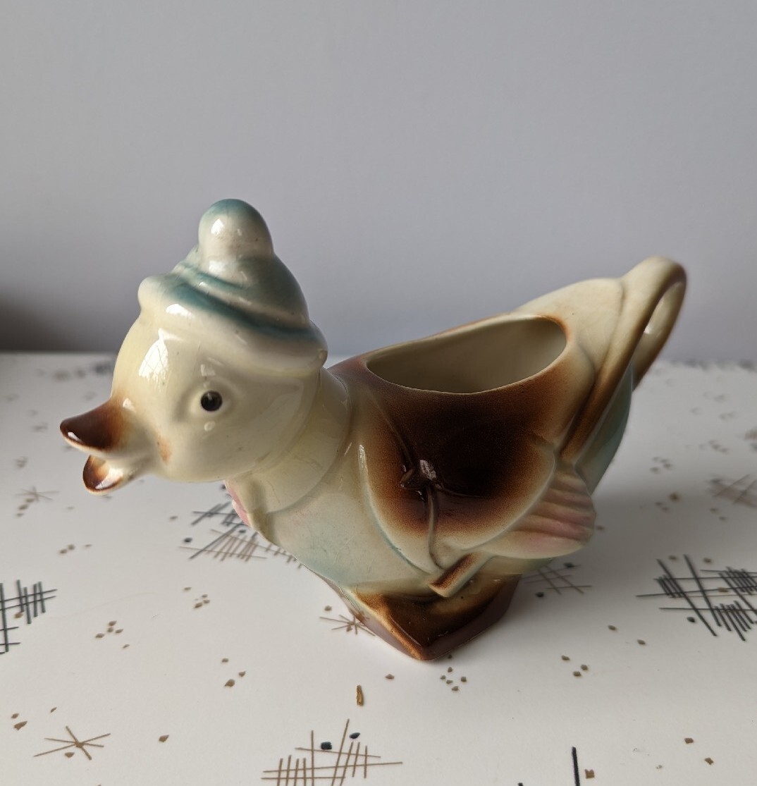 Spaulding China Duck Creamer Vintage Duck Wearing Blue Hat