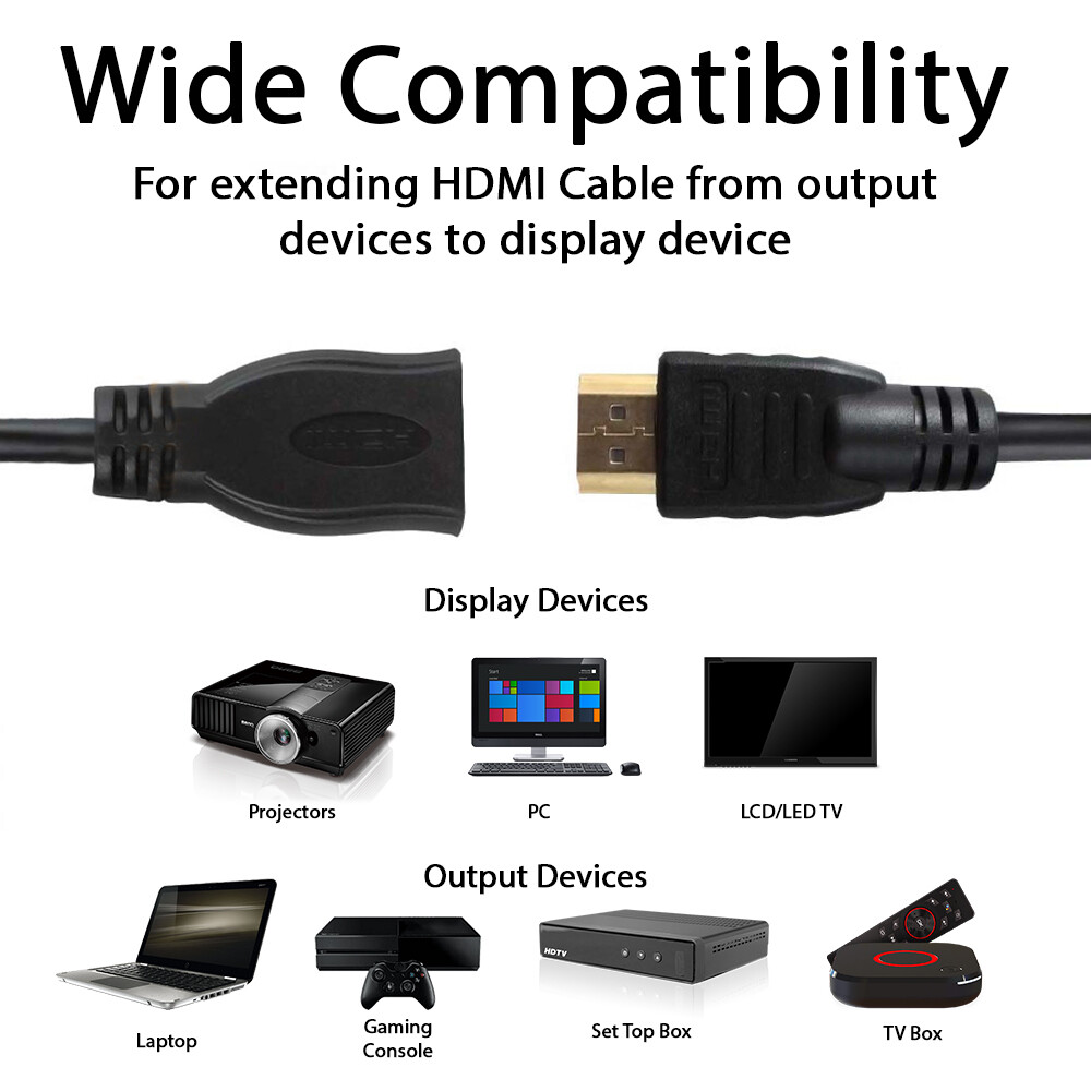 HDMI Extension Cable Male to Female HDMI Cable Extender Adapter 3D 4K x 2K Lot