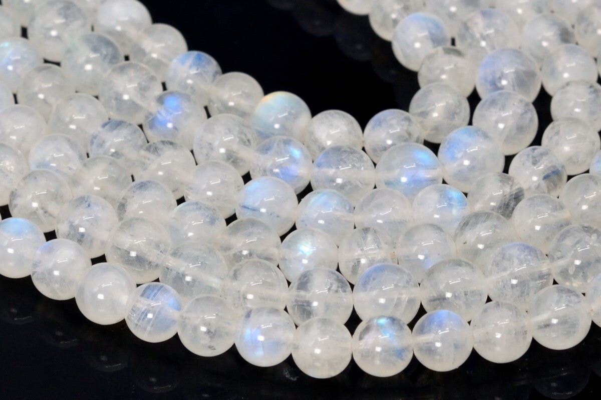 Genuine Natural Rainbow Moonstone Grade AAA Round Beads 3-4/4-5/5/5-6/7/8/9/10MM