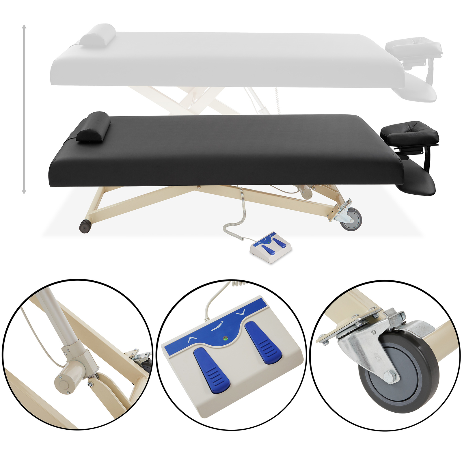 Professional Electric Lift Massage Table with Headrest, Face Cradle and Bolster