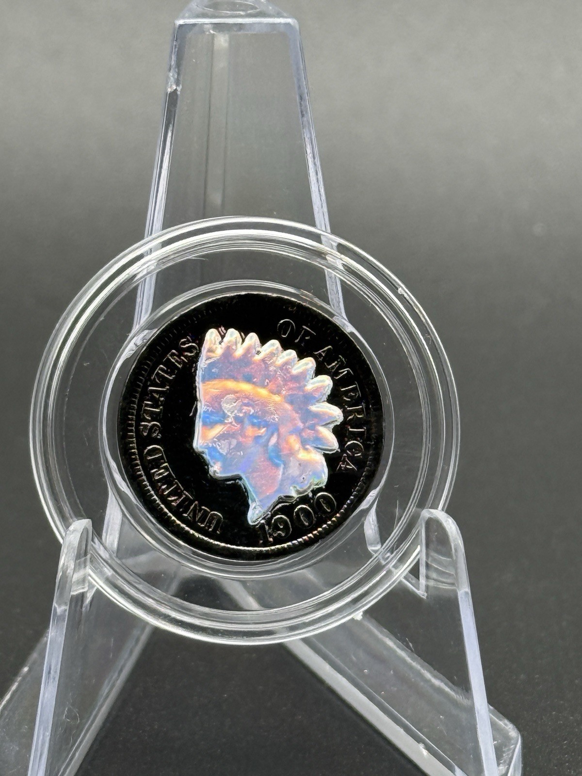 1900's Original INDIAN HEAD CENT PENNY Coin - BLACK RUTHENIUM & SILVER HOLOGRAM