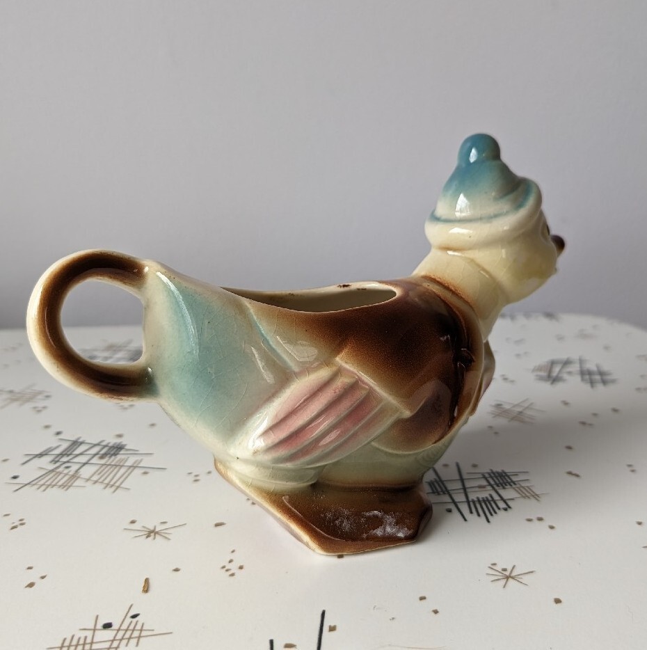 Spaulding China Duck Creamer Vintage Duck Wearing Blue Hat