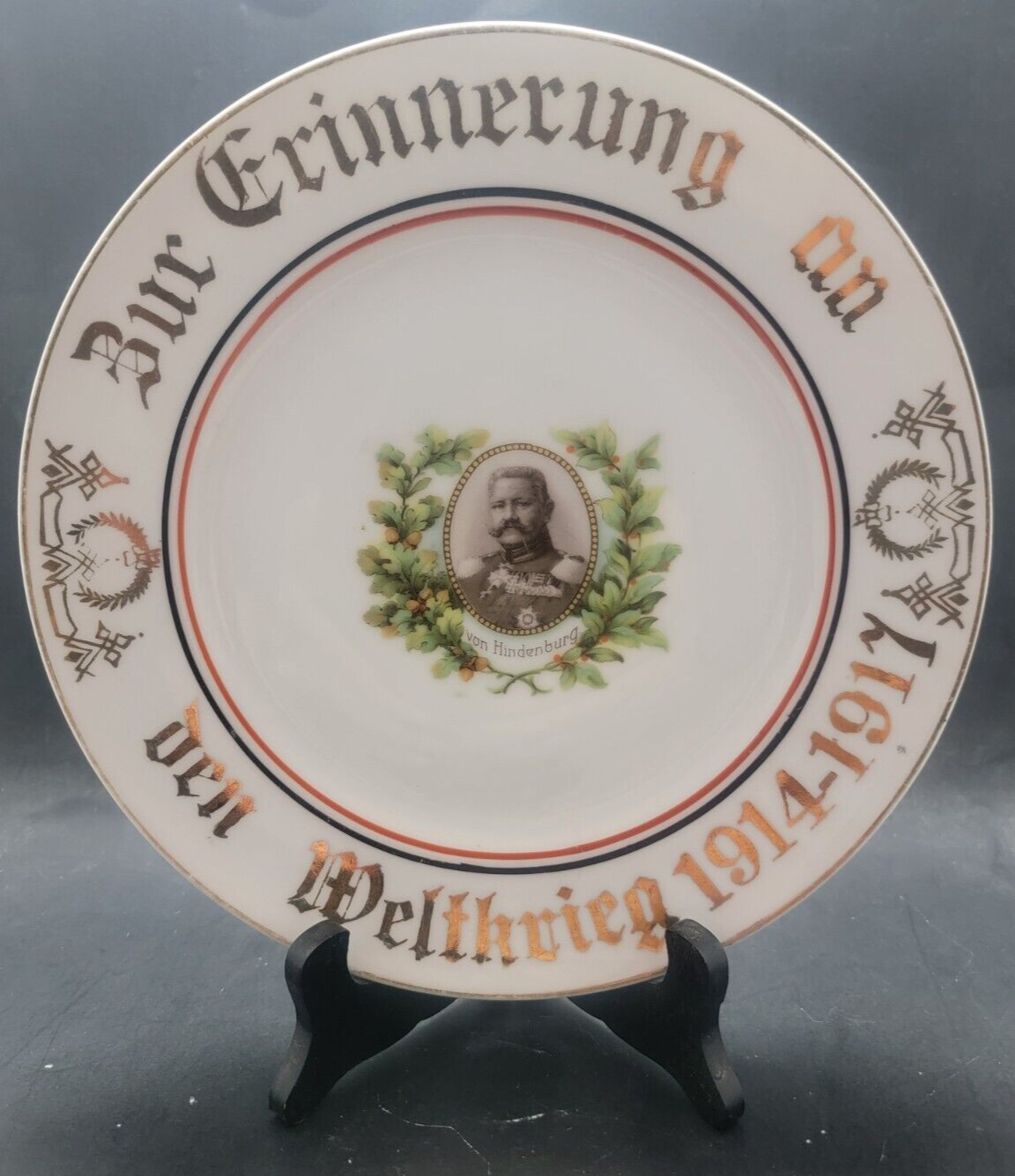 Antique WW1 Marshall Von Hindenburg Prussia Germany plate plaque Portrait RARE!
