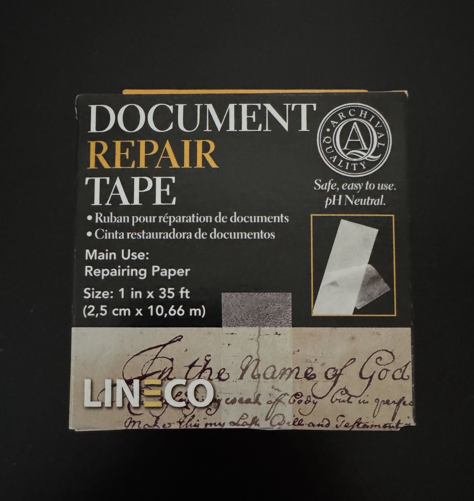 Lineco Archival Document Repair Tape Repairing Paper 1in x 35ft NIB