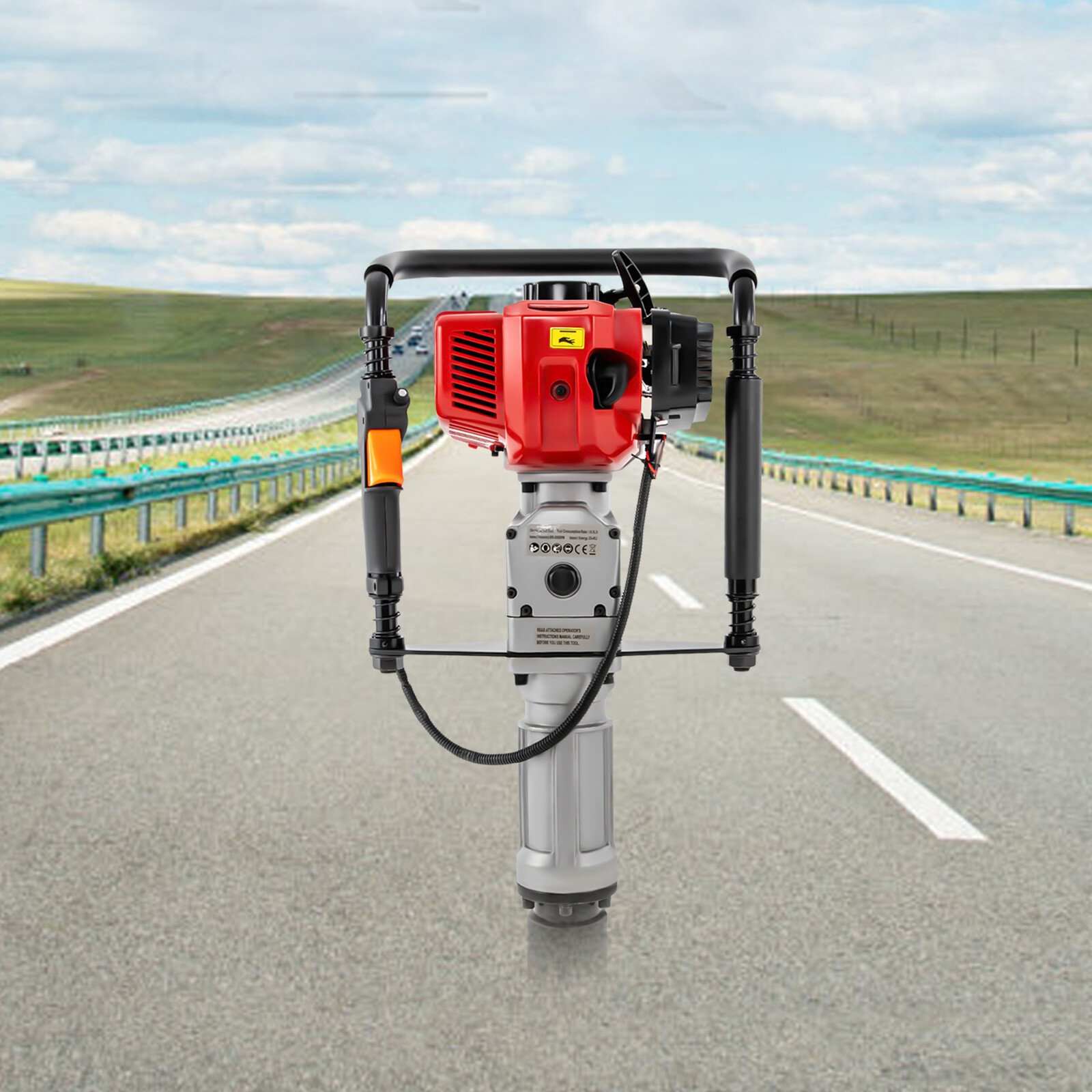 2.3HP Heavy Duty Gas Powered 52CC Fence Pile Driver T-Post Push Gasoline Engine