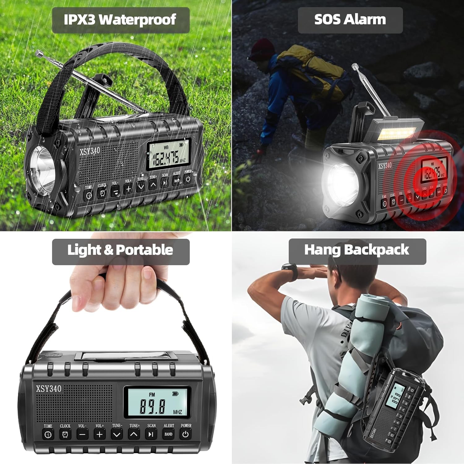 Upgraded 37000mWh Emergency Hand Crank Radio AM/FM with LED Flash WINTER STORM
