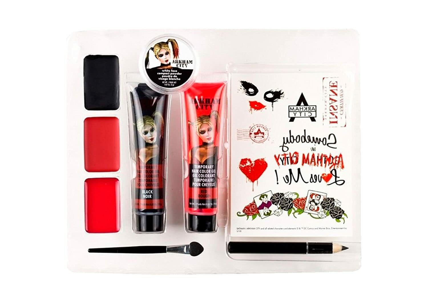 Womens BATMAN Arkham City Videogame Harley Quinn Makeup Halloween Cosmetic Kit