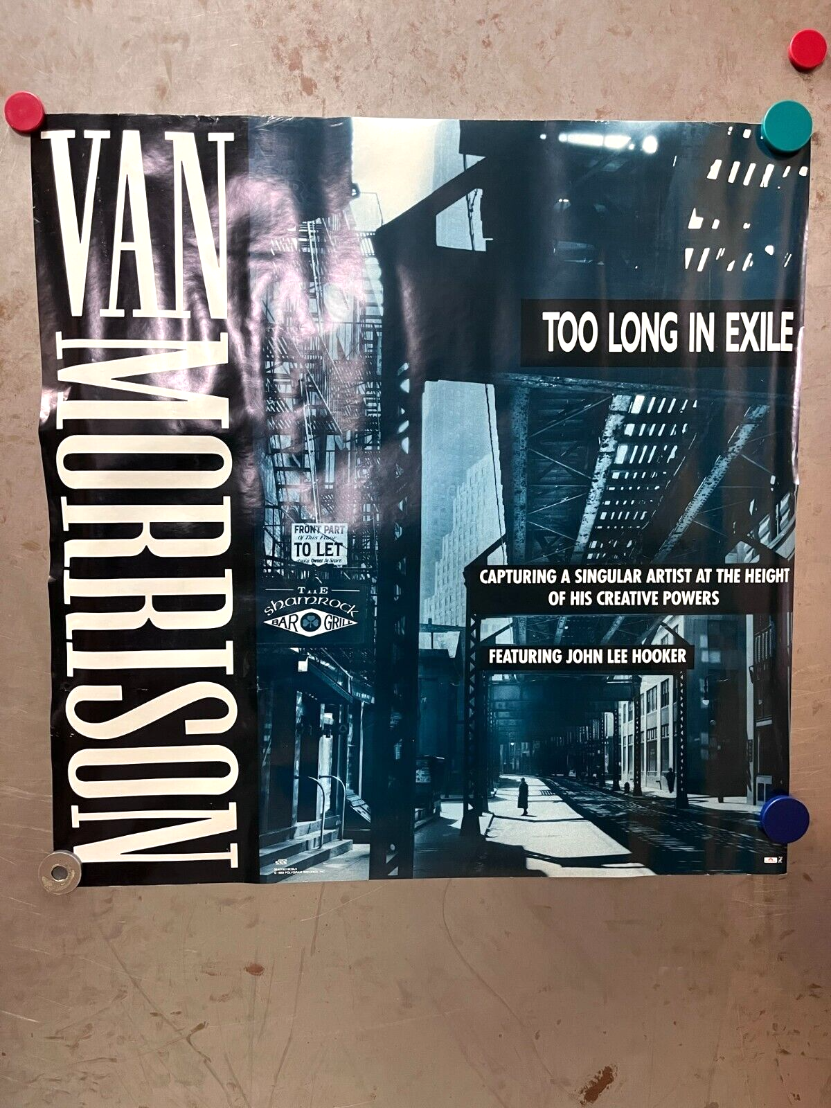 VAN MORRISON Too Long In Exile VINTAGE PROMO POSTER 1993 Polydor 24" x 24" CUBE