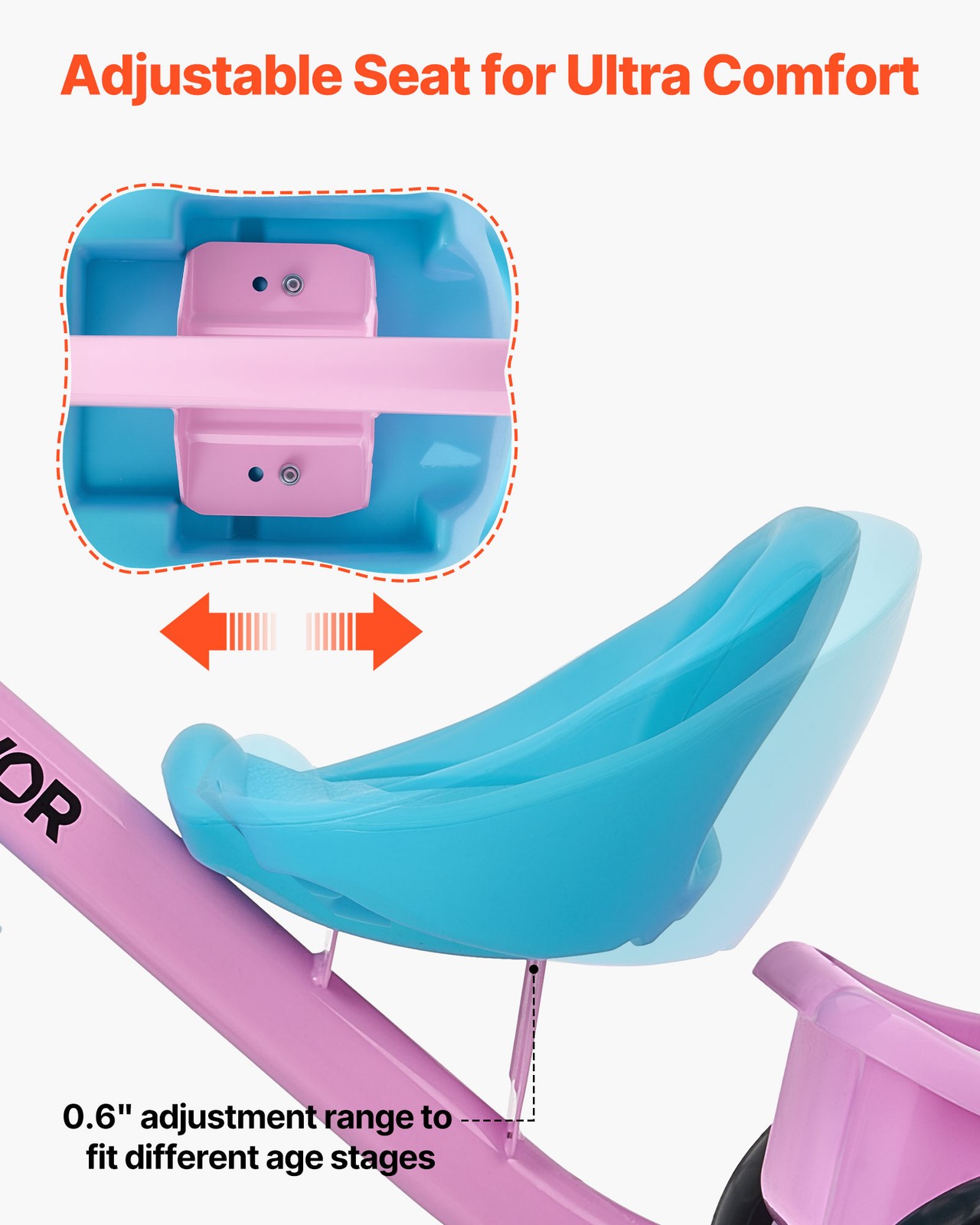 VEVOR Toddler Tricycle Kids Trike for 2-5 Year Old Girls/Boys Adjustable Seat