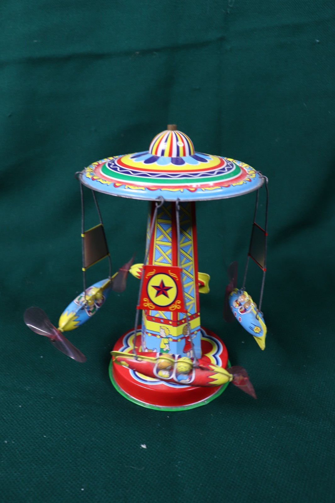 Schylling Reproduction Tin Type Rotating Ride A Rocket Toy 2000 Classic - works