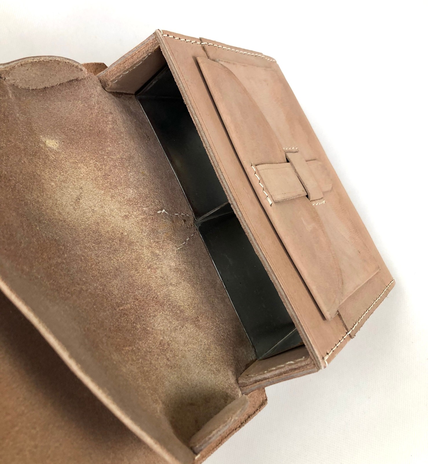 Natural Leather Civil War Cartridge Box with Tins