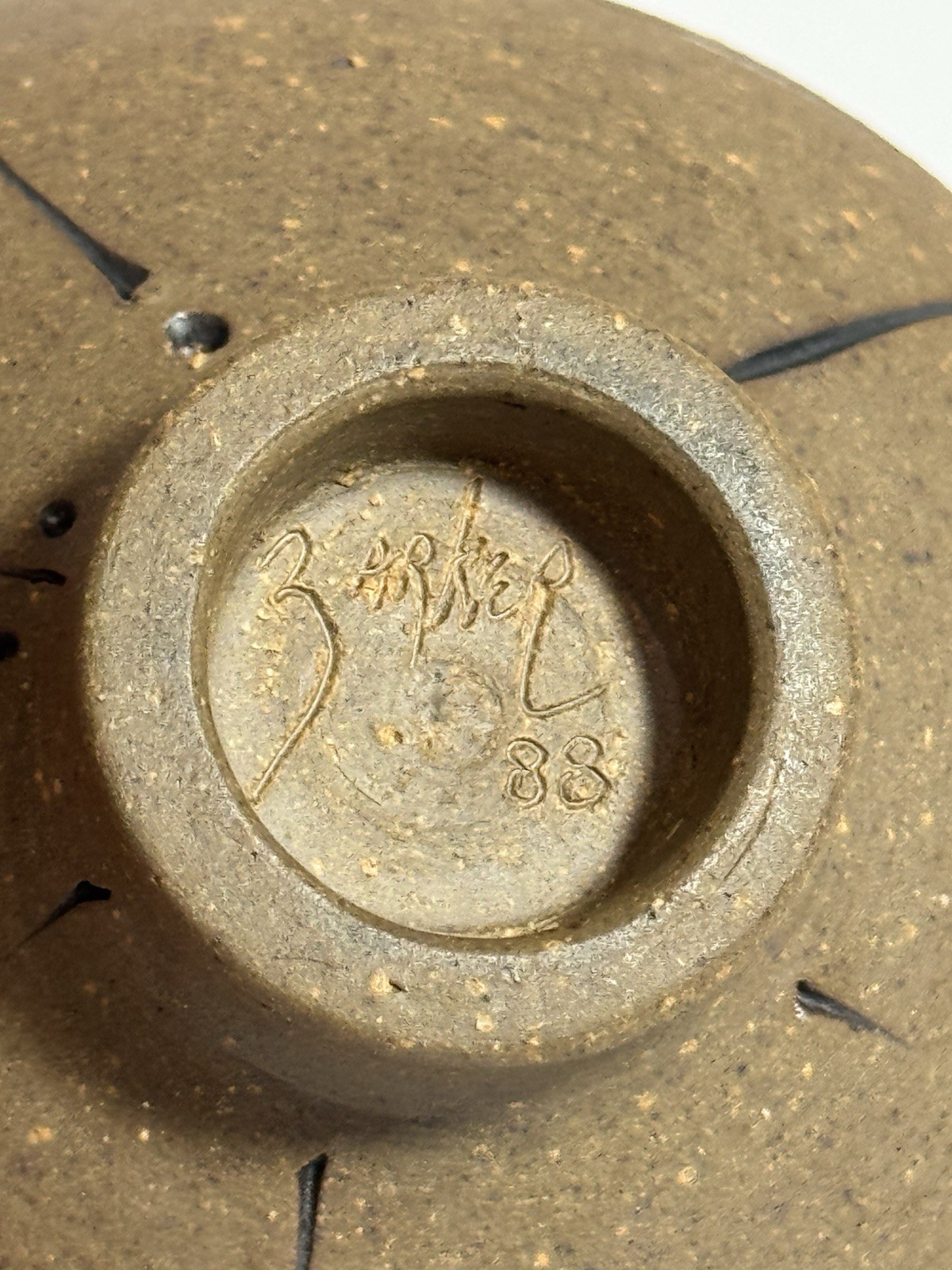 J Edward Barker Signed 1988 SCRYPT Line Studio Art Pottery Stoneware Sculpture